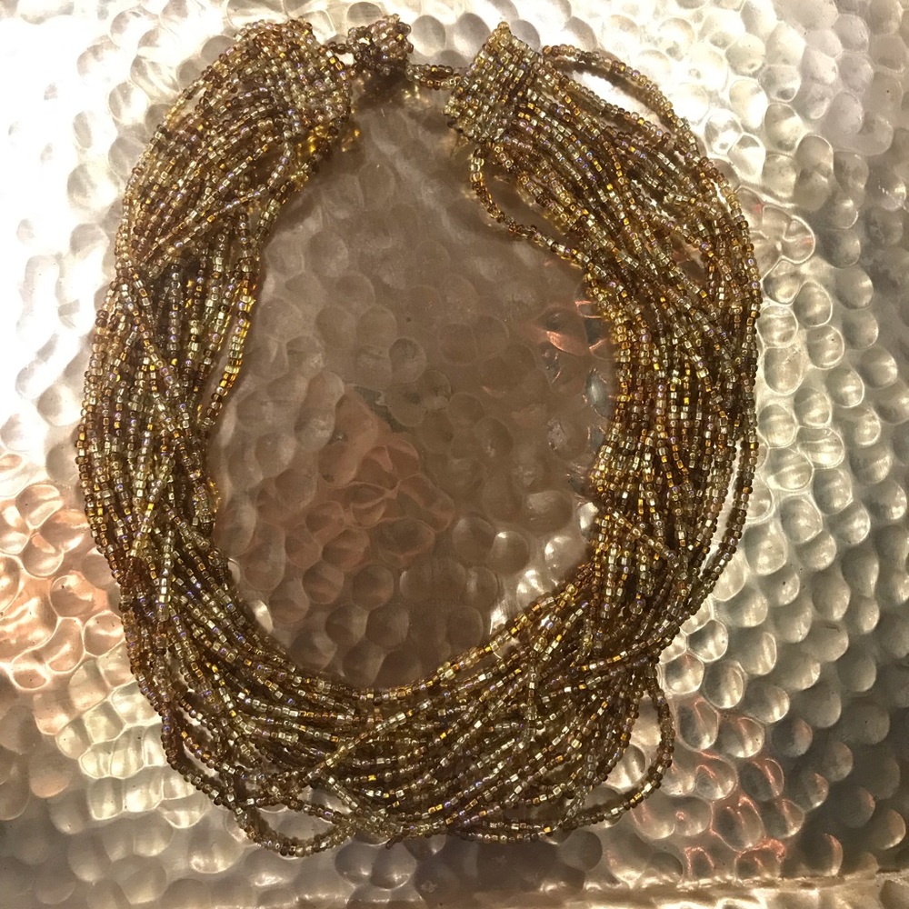 Hand made gold beaded necklace
